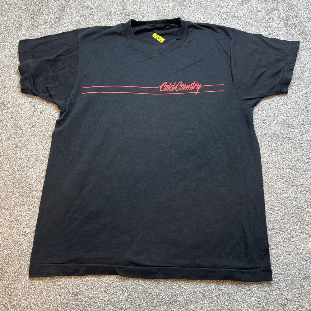 Cold‎ Country Shirt Mens Large Black Graphic Crewneck Short Sleeve Vintage Style